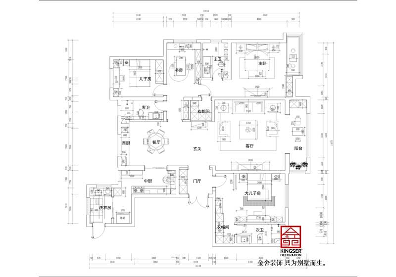  榮盛華府躍層裝修215平米改造說(shuō)明-平面布置圖