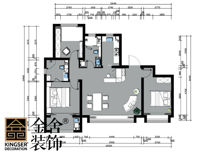 天成嶺秀126㎡戶型平面布置圖